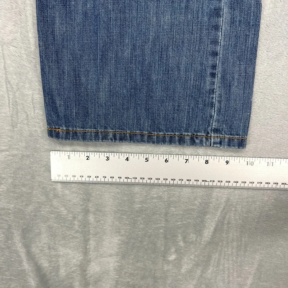 Levi's Jeans Mens 36x34 Blue Denim Whiskered Faded Stretch 527 Slim Bootcut Leg